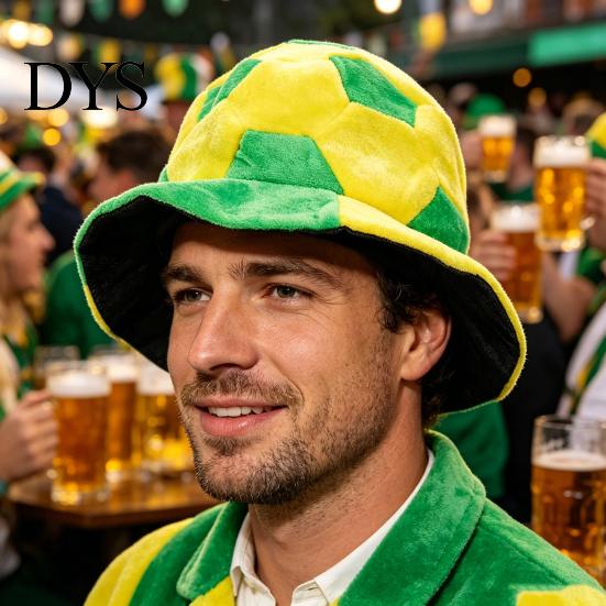 Soft Plush Sports Hat Adults Comfortable Universal Fit Football Cap Yellow Green Shape Party Carnival Cheering Tool Fan Accessory