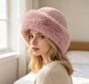 Autumn and winter imitation mink hat women's winter high sense versatile plush bucket hat big head circumference warm ear protection Mongolian hat