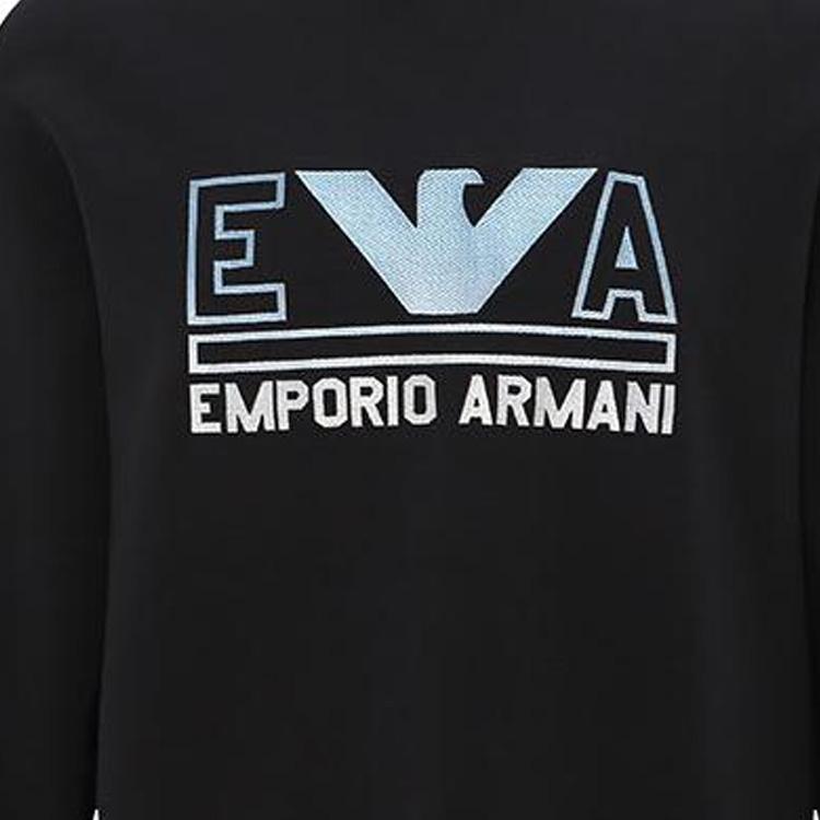 Emporio Armani Ss23 Logo Print Pullover Sweatshirt Men Sweatshirt Black 3R1MBT-1JHSZ-09K4