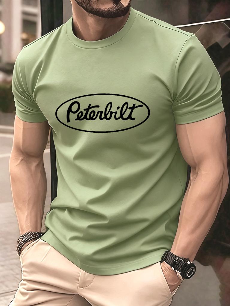 T-shirt in Cotone con Stampa Lettere Peterbilt da Uomo Estive Morbide Oversize Girocollo Manica Corta Top Comodi Abbigliamento Base