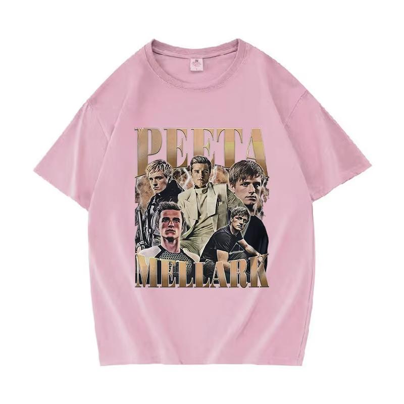 2025 Summer 90s Peeta Mellark Vintage Graphic Josh Hutcherson Print Breathable Short Sleeve100 Pure Cotton Printed Tshirt Y2k