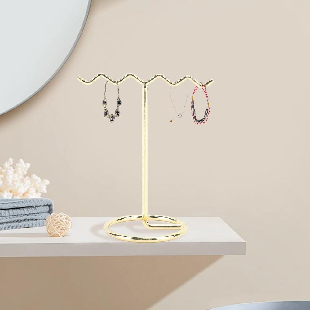 4pcs Light Gold Jewelry Display Rack T Shaped Earring Organizer Stand Home Storage
