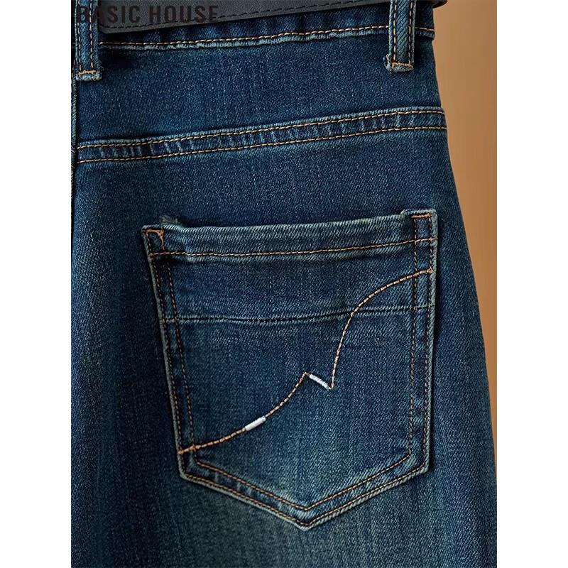 Basic House Women's High-Waist Straight Wide-Leg Jeans
