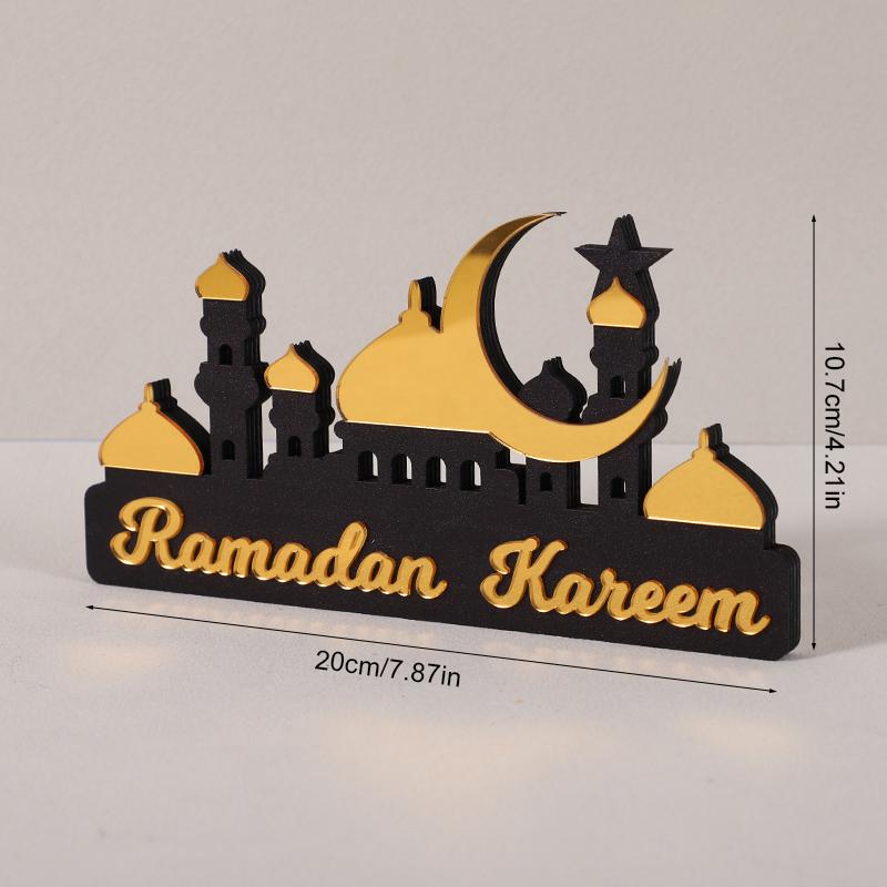 2025 Ramadan Table Ornament Wooden Acrylic Eid Mubarak Moon Star Castle DIY Home Table Decoration Islamic Muslim Party Gifts