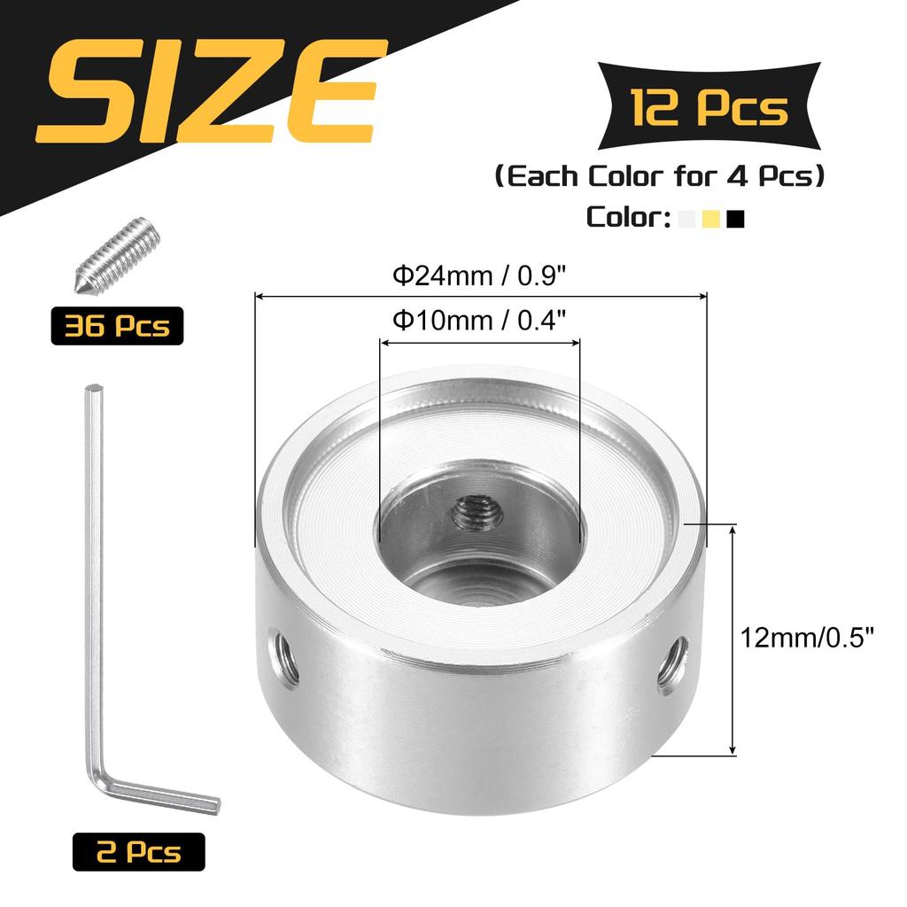 uxcell 12pcs Foot Switch Toppers Guitar Pedal Button Caps Metal Foot Switch Top Covers Multicolor for Guitar Effect Pedal Buttons in and Silver 3/8"