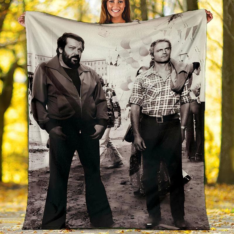 Terence Hill and Bud Spencer printed blanket—lightweight,soft,warm;versatile blanket all seasons—perfect as &air-conditioning throw,nap blanket