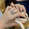 Simulation Ruby Flower-Shaped Open Ring Women'S Full Diamond Live Ring Jewelry