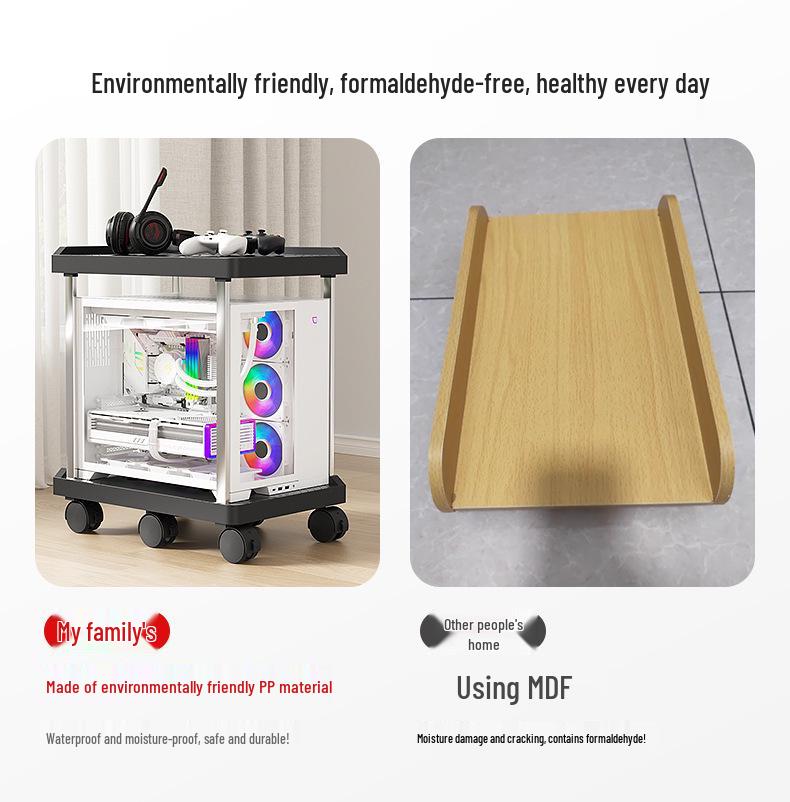 Multi-layer Mobile Storage Rack with Brakes for Office/Home