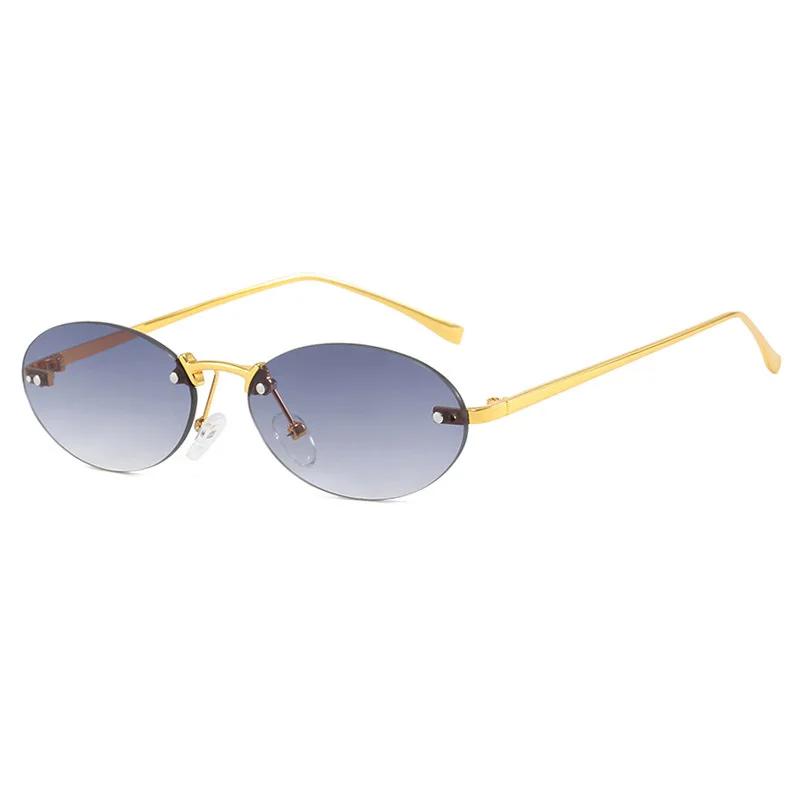 Cat Eye Sun Glasses Female Outdoor Shopping Shades Rimless Driving Eyewear Glasses Retro Oval Sun Glasses Shades UV400