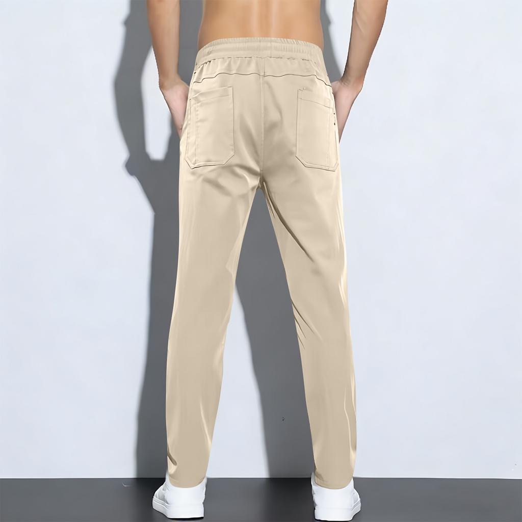 Men's Stretchy, Quick-drying Athletic Pants With Drawstring Waist, Casual Long Trousers, And Six Pocket Design, Suitable For Hiking.