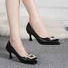 Sharp Pointed Single Shoe Women's Spring Shoes Rhinestone Black Temperament High Heels Women
