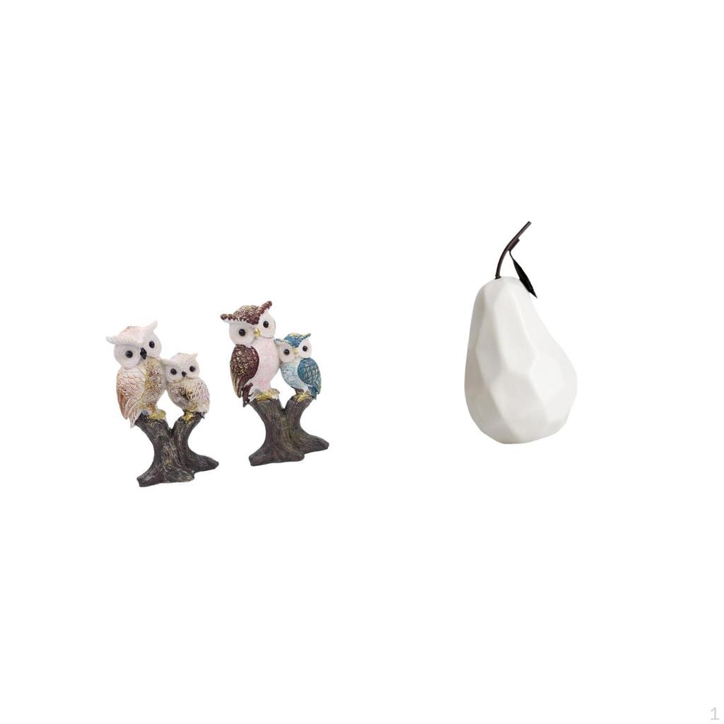 Owl Fruit Figurine Realistic Animal And Geometric Sculpture Decorative Collectible Ornament for