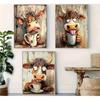 3pcs Funny Cow Canvas Wall Art Humor Dreaming Cow Drinking Coffee Posters Prints Paintings Playful Country Farmhouse Animals Wall Decor Pictures for