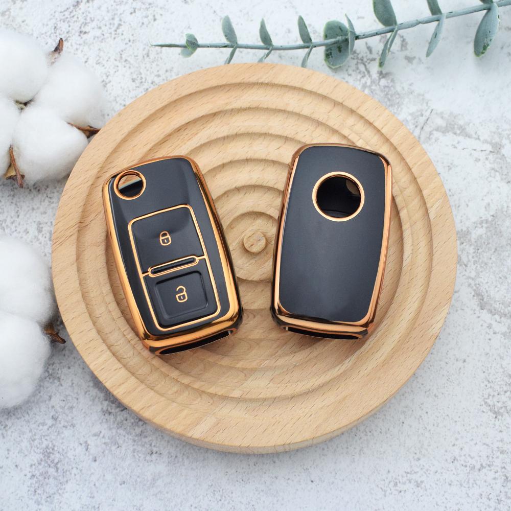 2 Buttons TPU Car Key Case Cover Shell Fob For VW Volkswagen MK4 Bora Golf 4 5 6 Jetta Passat Polo Bora Touran Skoda Seat