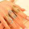 Irregular Hollow Opening Rings For Women Stainless Steel Gold Color Geometric Ring Fashion Simple Party Christmas Jewelry Gift