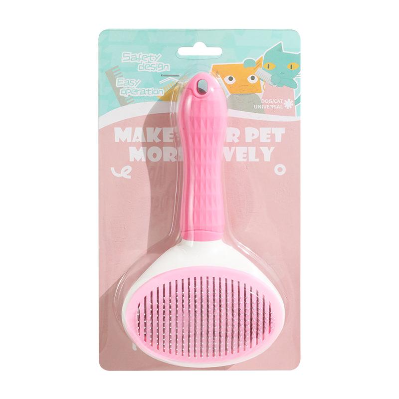 Selbstreinigende Bürste für Haustiere Spot Edelstahlnadel weicher Griff Stahlbürste Katze loses Fell Katzenbürste Zubehör