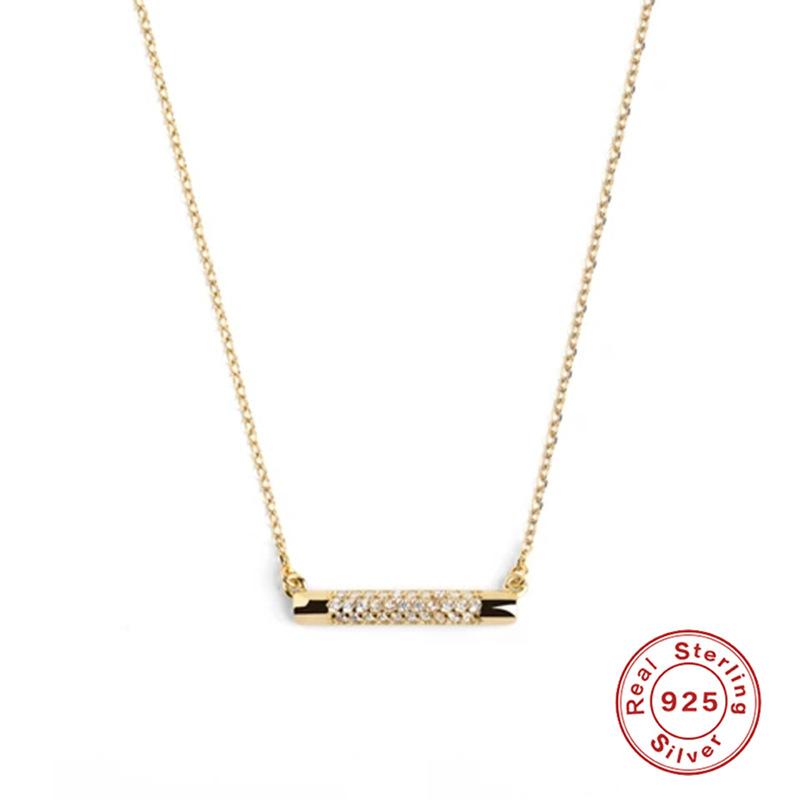 

S925 Sterling Silver Trend Fashion Personality Light Luxury Style Strip Necklace Collarbone Chain 925 silver золотой