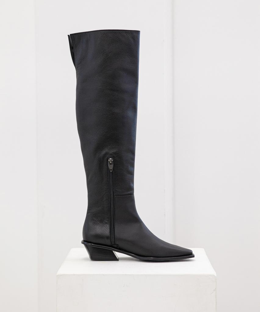 Twvp Collar Knee-High Boots 21F23Bk