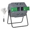 160L 360 Degrees Rotating Dual Chamber Composter - Grey