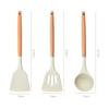 Home Cooking Spoon Frying Spatula Silica Gel Kitchen Tools Wooden Handle Silica Gel Spatula High Temperature Pot Spatula