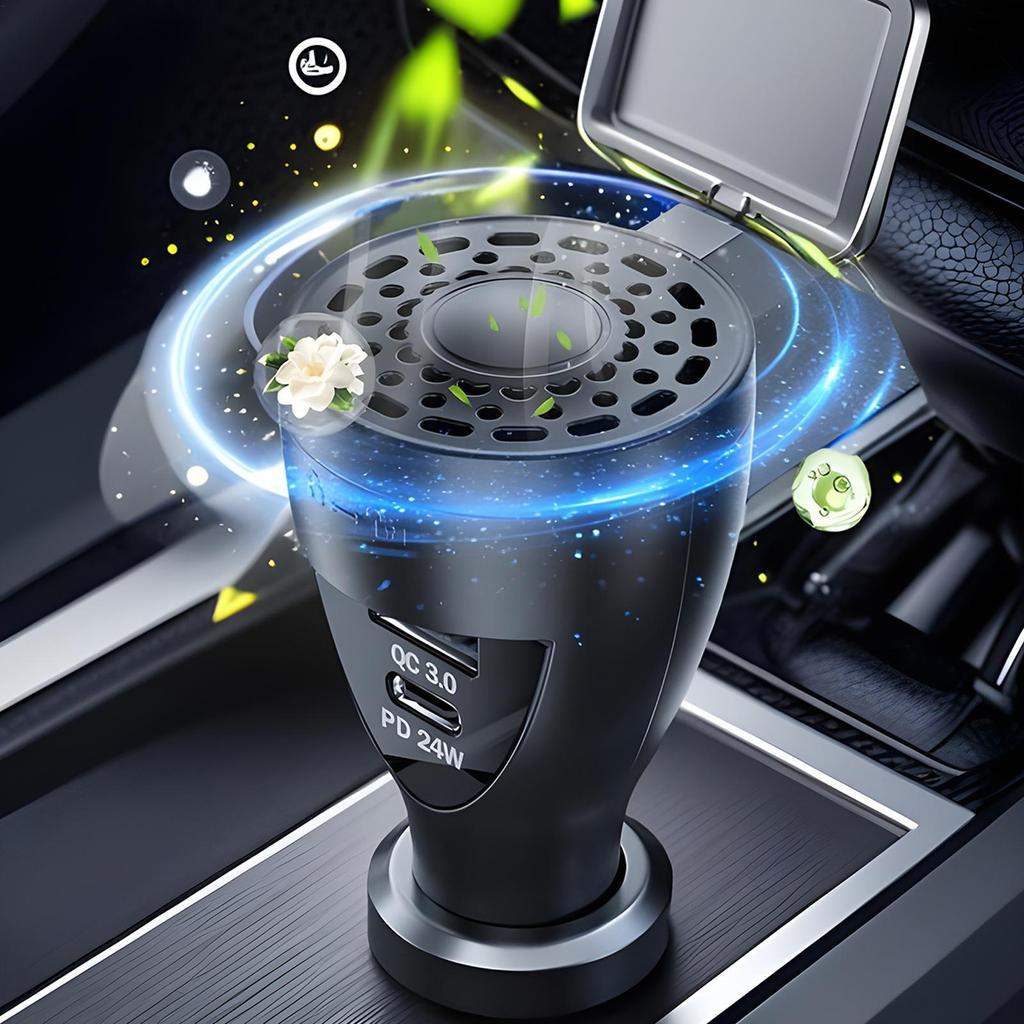 Car Air Freshener Car Scents USB C Phone Charger Scent Diffuser Adapter Fast Charging 2-Port Odor Eliminator For Most