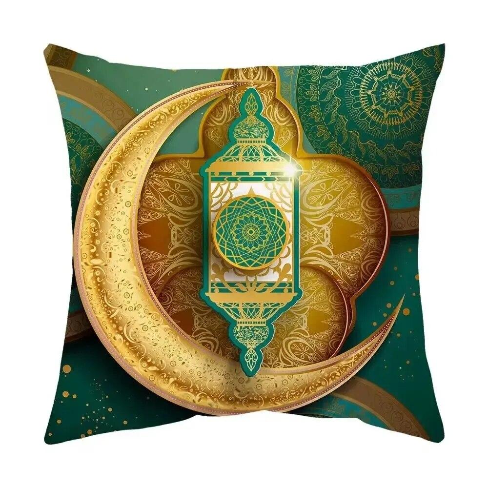 2024 Eid Mubarak Pillowcase Short Plush Comfortable Cushion Cover Islamic Ramadan Decorative Mosque Muslim Pillowcase Gift