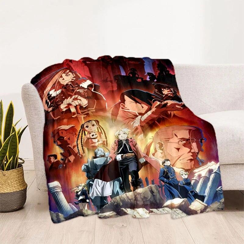 Fullmetal Alchemist Soft Plush Sofa Bed Throwing Cartoon Picnic Thin Blankets Modern Flannel  Cover Gedruckt Bettdecke Geschenk