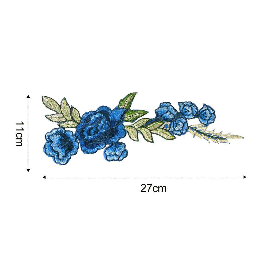 2Pcs Embroidery Flower Decor Patch Dress Hat Needlework Bag Jeans Applique Crafts Clothing Accessories DIY