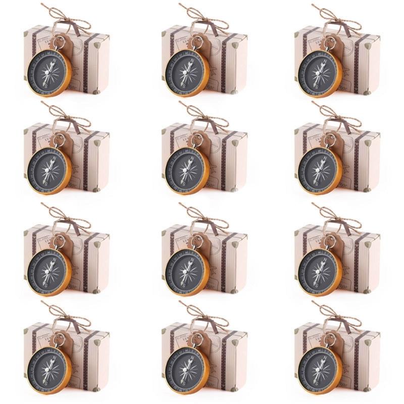 50x Compass Candy Box Valentines Day Candy Packaging Box for Wedding Sweets Packing-Box Ceremony Supplies Gold/Rose-Gold