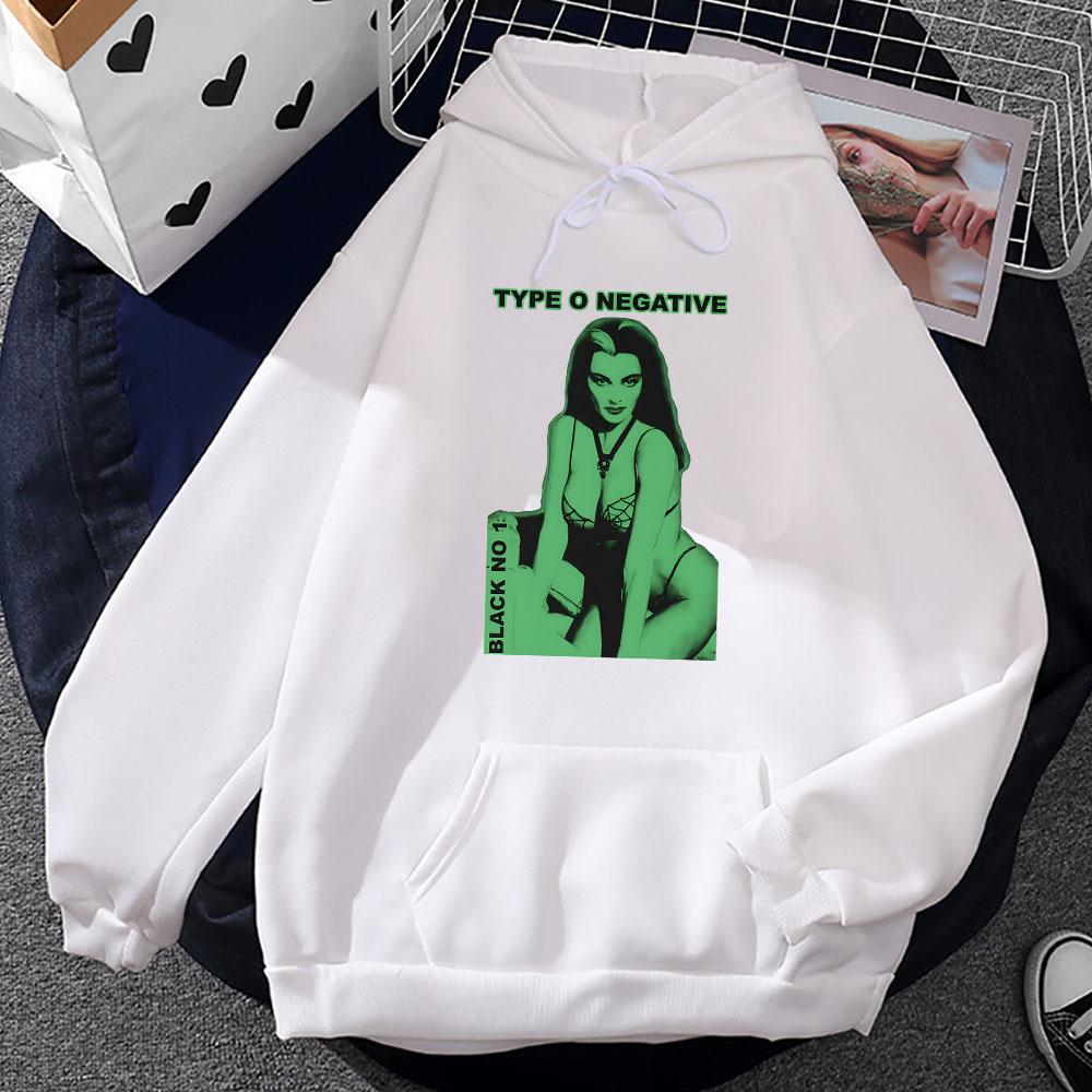 

Чорний No.1 Type O Негативні толстовки Хіп-хоп Вуличний одяг Рок Ментальний гурт Графічні світшоти Модна толстовка XXXL білий