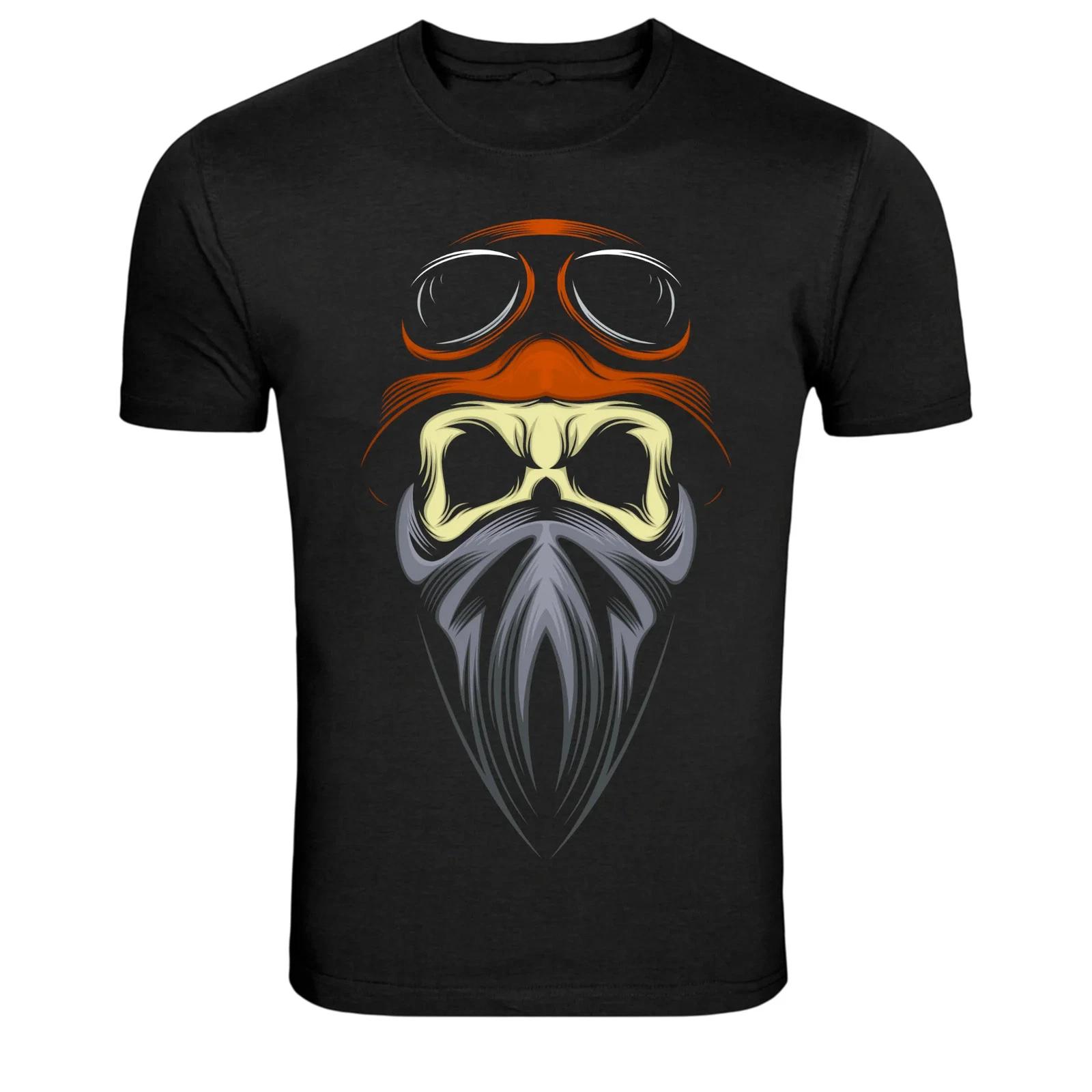 Skull Aviator Pilot Goggles Beard Graphic T-Shirt XXXXL