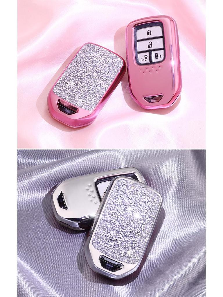 KAKTUS Diamond-Studded Rhinestone Key Case for Honda Crider, Accord, CRV, Civic, Fit