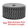 50M Camping Tent Rope, Outdoor Guy Lines, 4mm Thickness, Reflective Rope Wind for Fishing