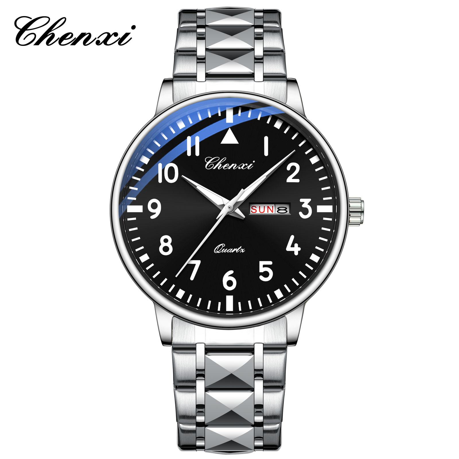 

Новые кварцевые часы для мужчин из нержавеющей стали, водонепроницаемые, светящиеся, с календарем, деловые мужские часы Regalos Para Hombres чёрный