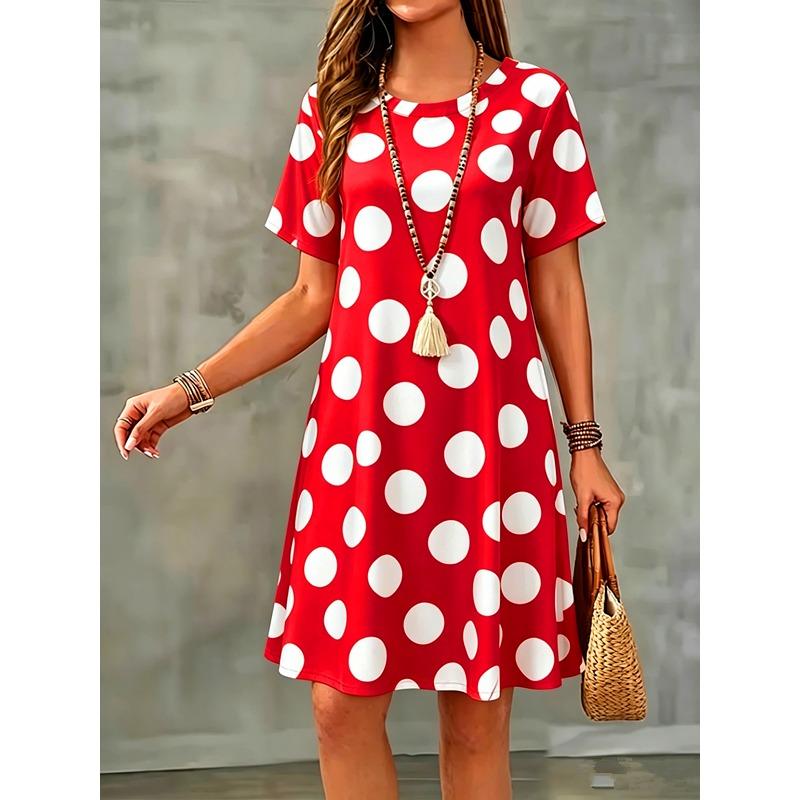 Summer Women Short Sleeve Dress Fashion Elegnat Women's Print Loose Plus Size Dresses
