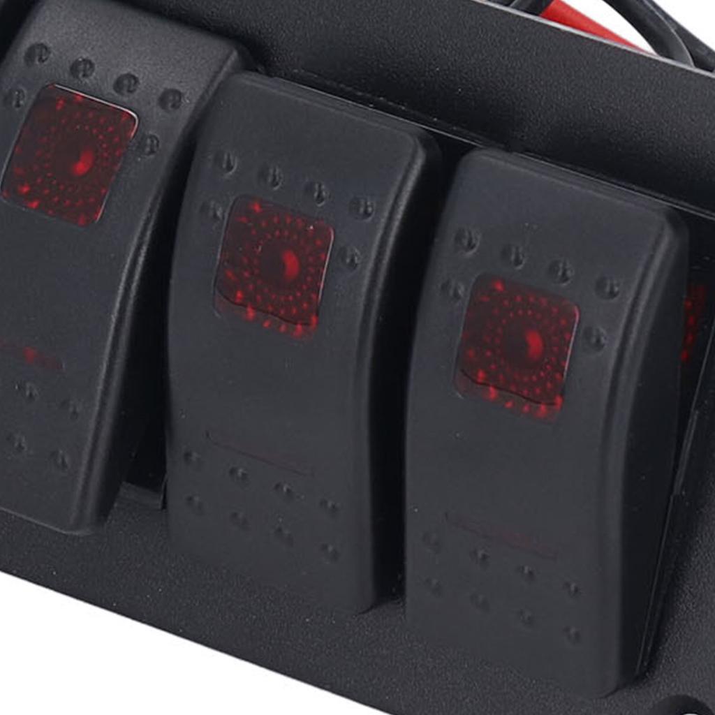 6 Gang Rocker   Panel LED Backlit On Off   Waterproof Circuit   for Car RV Bus Marine Boat ATV UTV