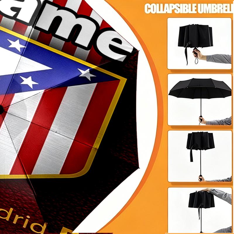 Custom Name Personalized football team Print Umbrella, Auto Open Close, 8‑Rib Sturdy Frame, Commute Camping Hiking Use, Birthday Gift