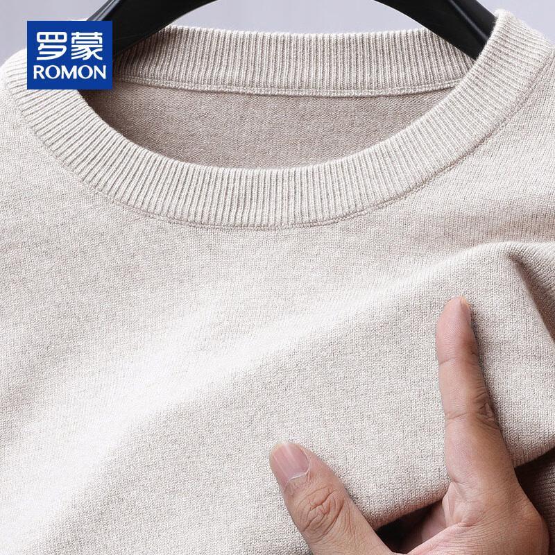 ROMON Men's Loose Fit Round Neck Knit Sweater