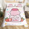 3D Rabbit Duvet Cover Set Full Queen Size Cute Farm Animal Butterfly Bedding Set For Girls Teal Blue Watercolor Comforter Cover
