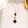 Elegant Colorfast 18K Rose Gold Necklace with Swan & Four-Leaf Clover Charm