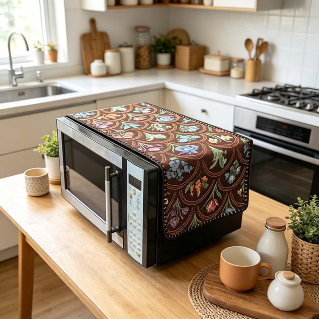 30x90cm Easy to Install Cotton Linen Microwave Dust Cover Anti Dust Cover