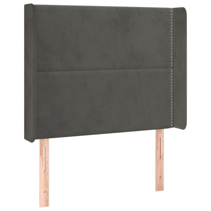 VidaXL Tête de lit avec oreilles Gris foncé 83x16x118-128 cm Velours3119471