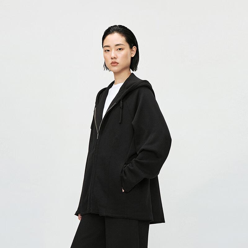 LESS 2025 Spring Loose-Fit Hooded Cardigan Sweatshirt 2P241410H