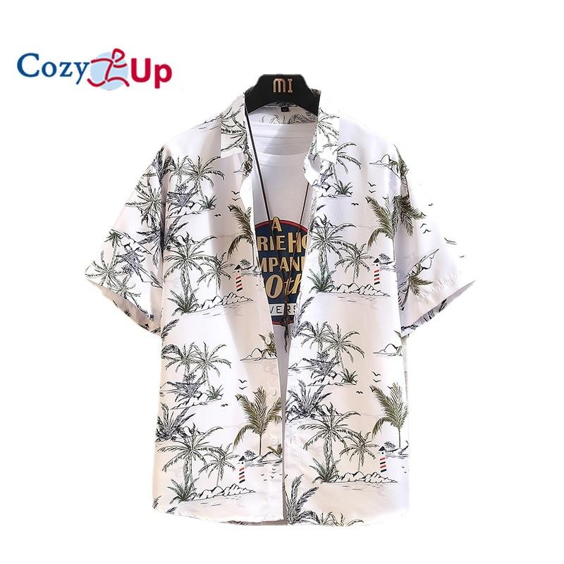 

Уютная мужская Гавайская тропическая рубашка с коротким рукавом, повседневная рубашка на пуговицах с цветочным принтом, летние пляжные рубашки 5XL зелёный