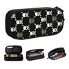 Custom Gray And White Skulls Pattern Pencil Cases for Boys Gilrs Large Storage Gothic Skeleton Pen Bag Box School Accessories