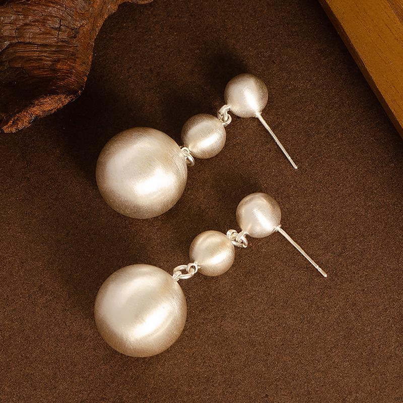 Vintage Jewelry with A High-end Feel, Vantage Size Brushed Round Pendant Earrings, Metal Style Fashionable Tassel Earrings