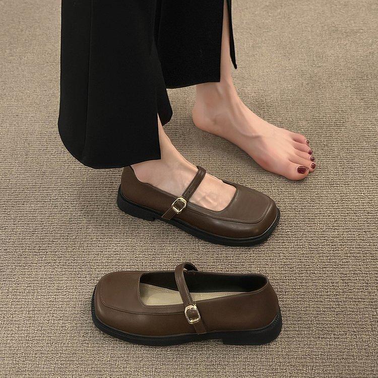 Mary Jane women's shoes 2025 summer new French platform loafers versatile single shoes British style square head small leather shoes