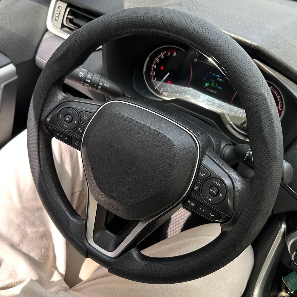 Leather Round Car Steering Wheel Cover Flat-Bottom Breathable Comfortable Feel Steering Wheel Cover D-type Steering Accessories