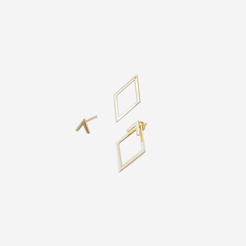 Retro Minimalist Geometric Square Detachable Triangles Stud Earrings for Women Jewelry Accessories Party Gifts
