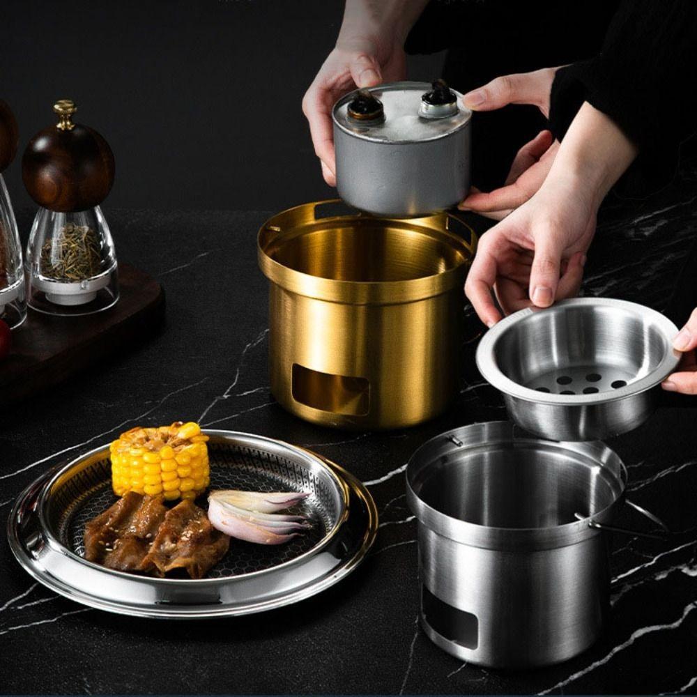 Gold/Silver Stainless Steel Camping Stove Rust-proof Grilling Stove Barbecue Stove  Picnic